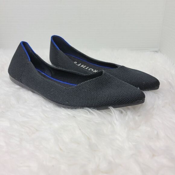 Rothy's The Point Womens Size 6 Black Pointed Toe Ballet Flats Sustainable Knit - Picture 1 of 10